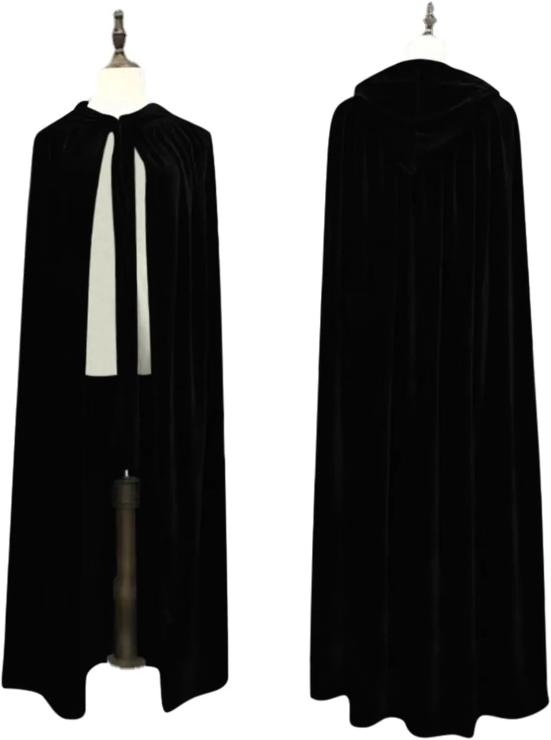 Ruziyoog Medieval Velvet Cloak for Women Wraps Elegant Hooded Wedding Cloak Winter Cape Witch Party Unisex Full Length Robe