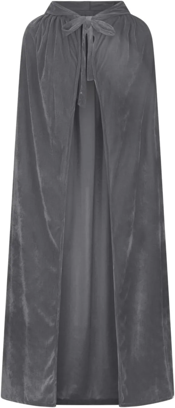 Ruziyoog Medieval Velvet Cloak for Women Wraps Elegant Hooded Wedding Cloak Winter Cape Witch Party Unisex Full Length Robe