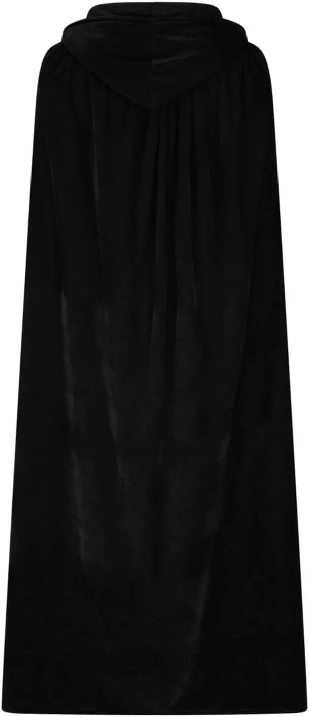 Ruziyoog Medieval Velvet Cloak for Women Wraps Elegant Hooded Wedding Cloak Winter Cape Witch Party Unisex Full Length Robe