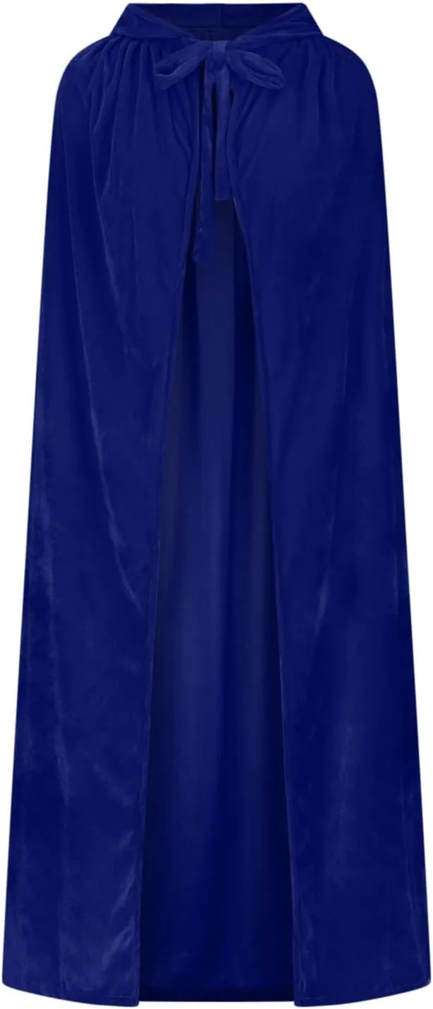Ruziyoog Medieval Velvet Cloak for Women Wraps Elegant Hooded Wedding Cloak Winter Cape Witch Party Unisex Full Length Robe