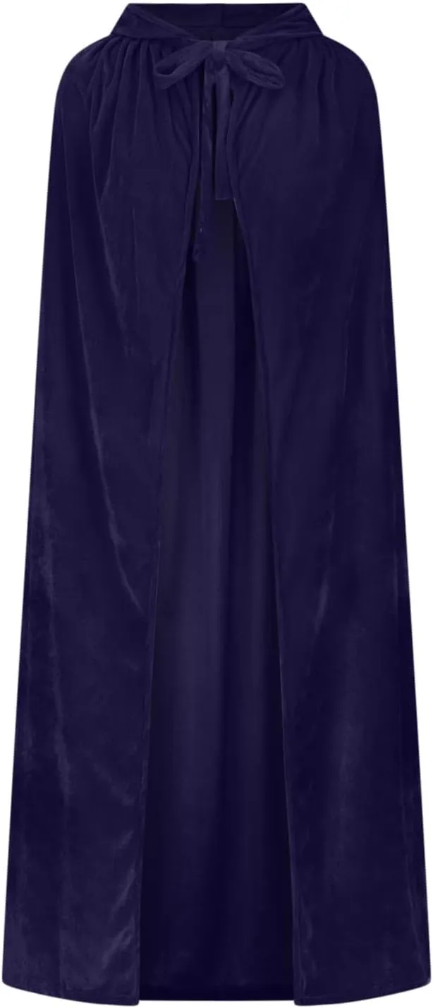 Ruziyoog Medieval Velvet Cloak for Women Wraps Elegant Hooded Wedding Cloak Winter Cape Witch Party Unisex Full Length Robe