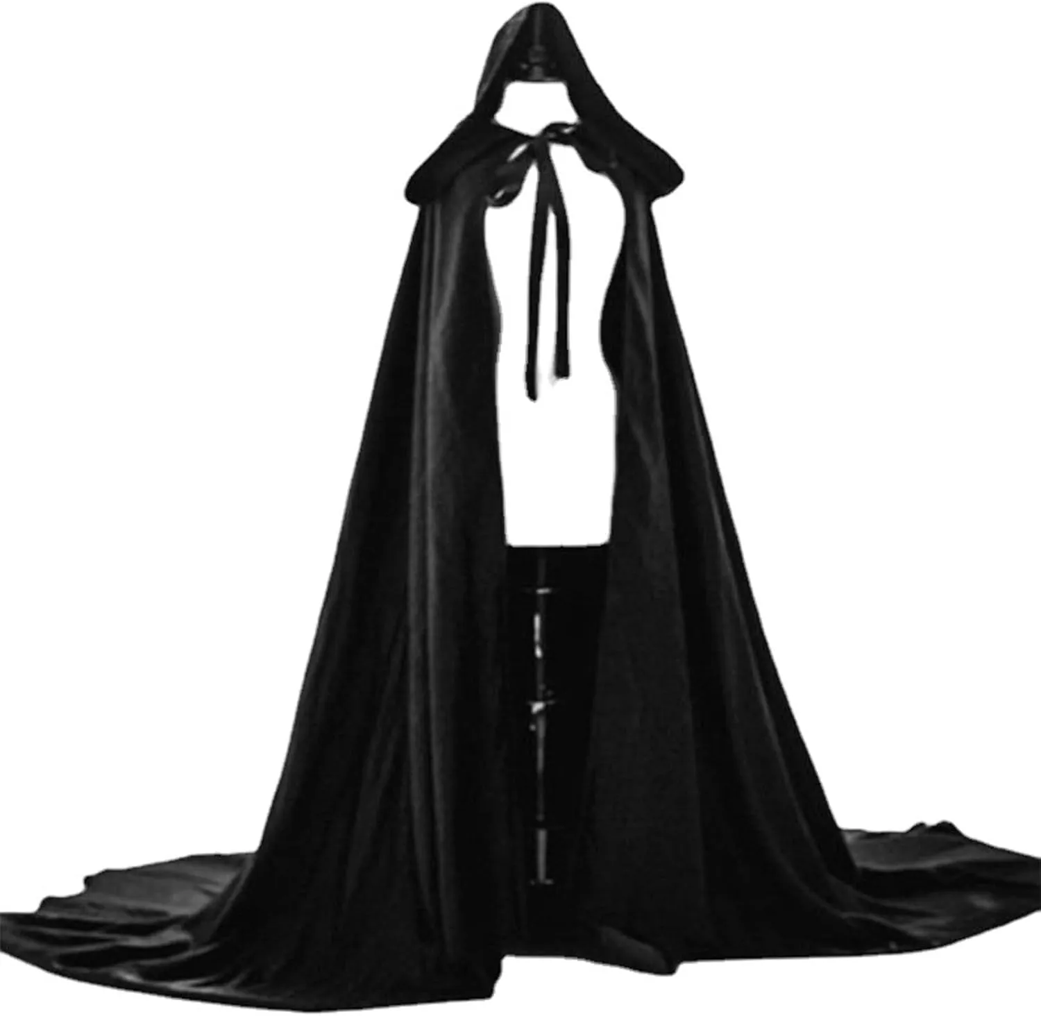 Ruziyoog Medieval Velvet Cloak for Women Wraps Elegant Hooded Wedding Cloak Winter Cape Witch Party Unisex Full Length Robe
