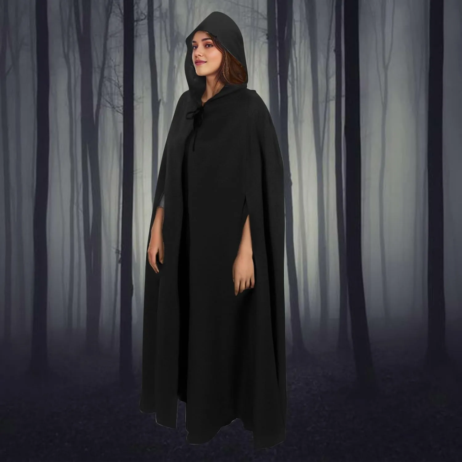 Ruziyoog Unisex Hooded Cloak Full Length Lightweight Halloween Christmas Party Cloak Vampire Witch Cape Cosplay Costume