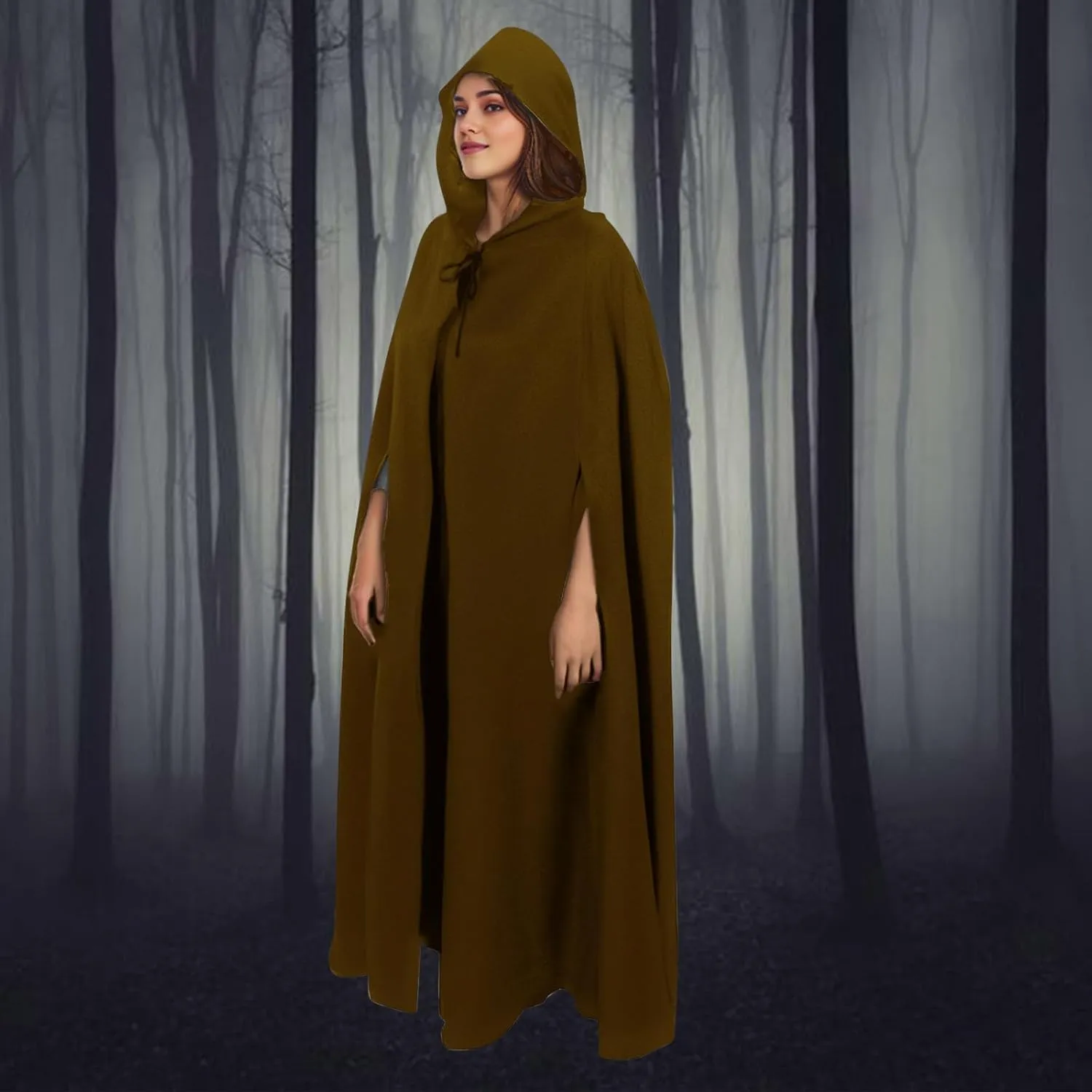 Ruziyoog Unisex Hooded Cloak Full Length Lightweight Halloween Christmas Party Cloak Vampire Witch Cape Cosplay Costume