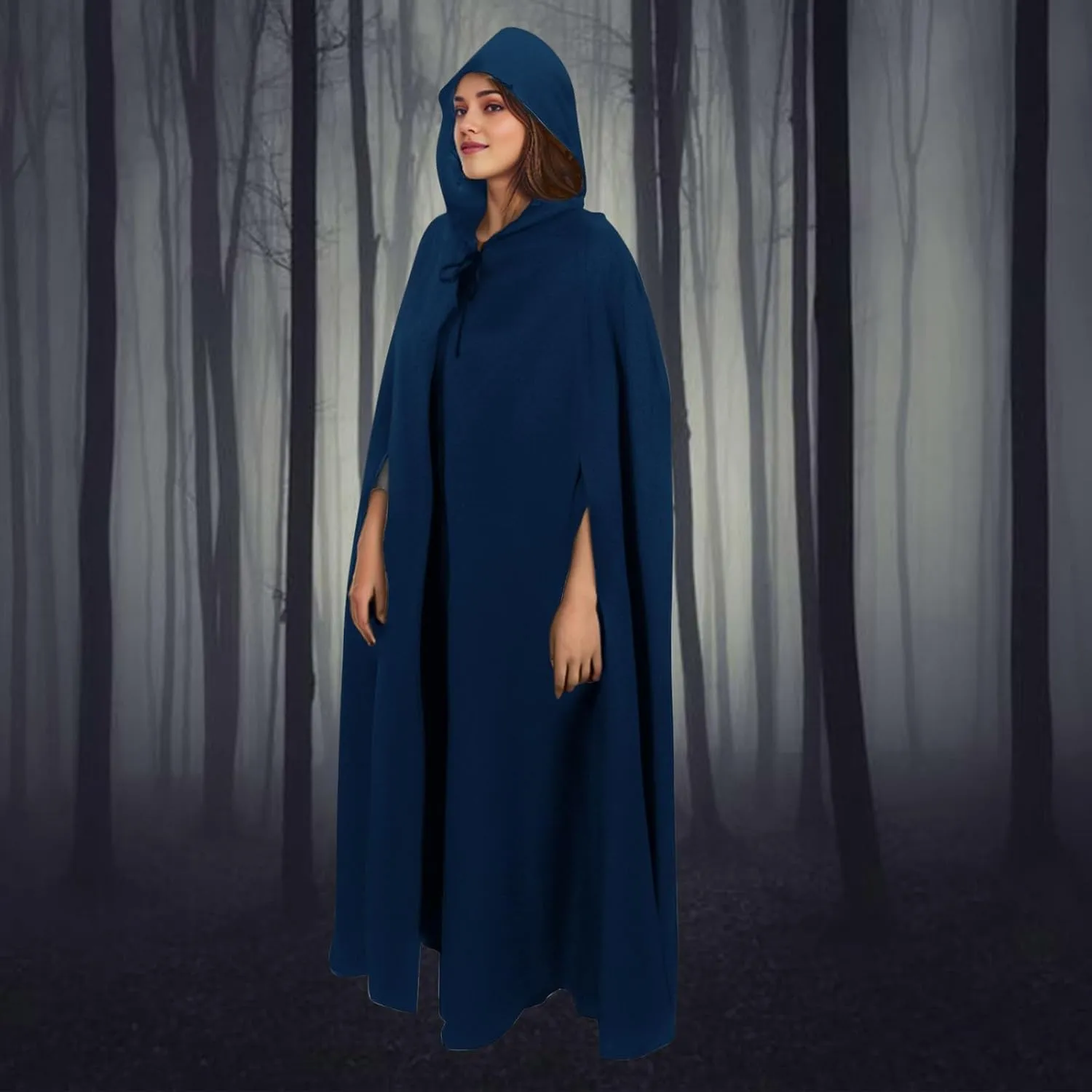 Ruziyoog Unisex Hooded Cloak Full Length Lightweight Halloween Christmas Party Cloak Vampire Witch Cape Cosplay Costume