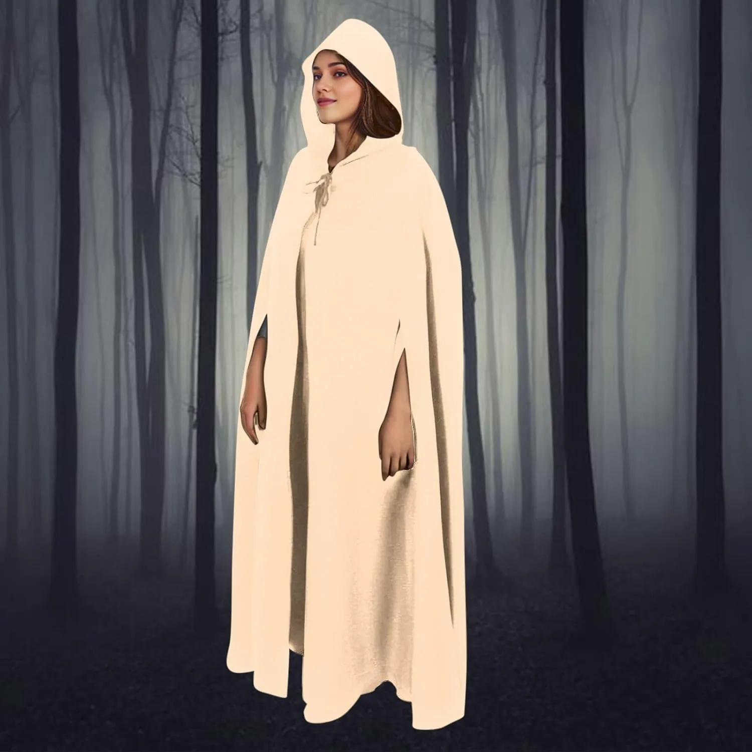 Ruziyoog Unisex Hooded Cloak Full Length Lightweight Halloween Christmas Party Cloak Vampire Witch Cape Cosplay Costume