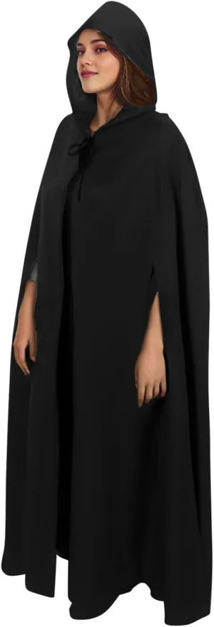 Ruziyoog Unisex Hooded Cloak Full Length Lightweight Halloween Christmas Party Cloak Vampire Witch Cape Cosplay Costume