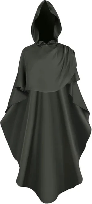 Ruziyoog Unisex Hooded Halloween Christmas Cloak Renaissance Medieval Vintage Dress Knight Wizard Devil Long Robe Cape