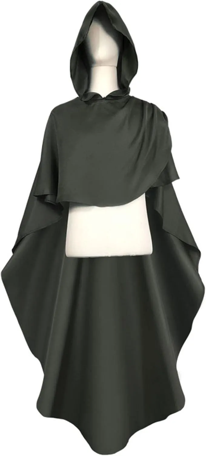 Ruziyoog Unisex Hooded Halloween Christmas Cloak Renaissance Medieval Vintage Dress Knight Wizard Devil Long Robe Cape