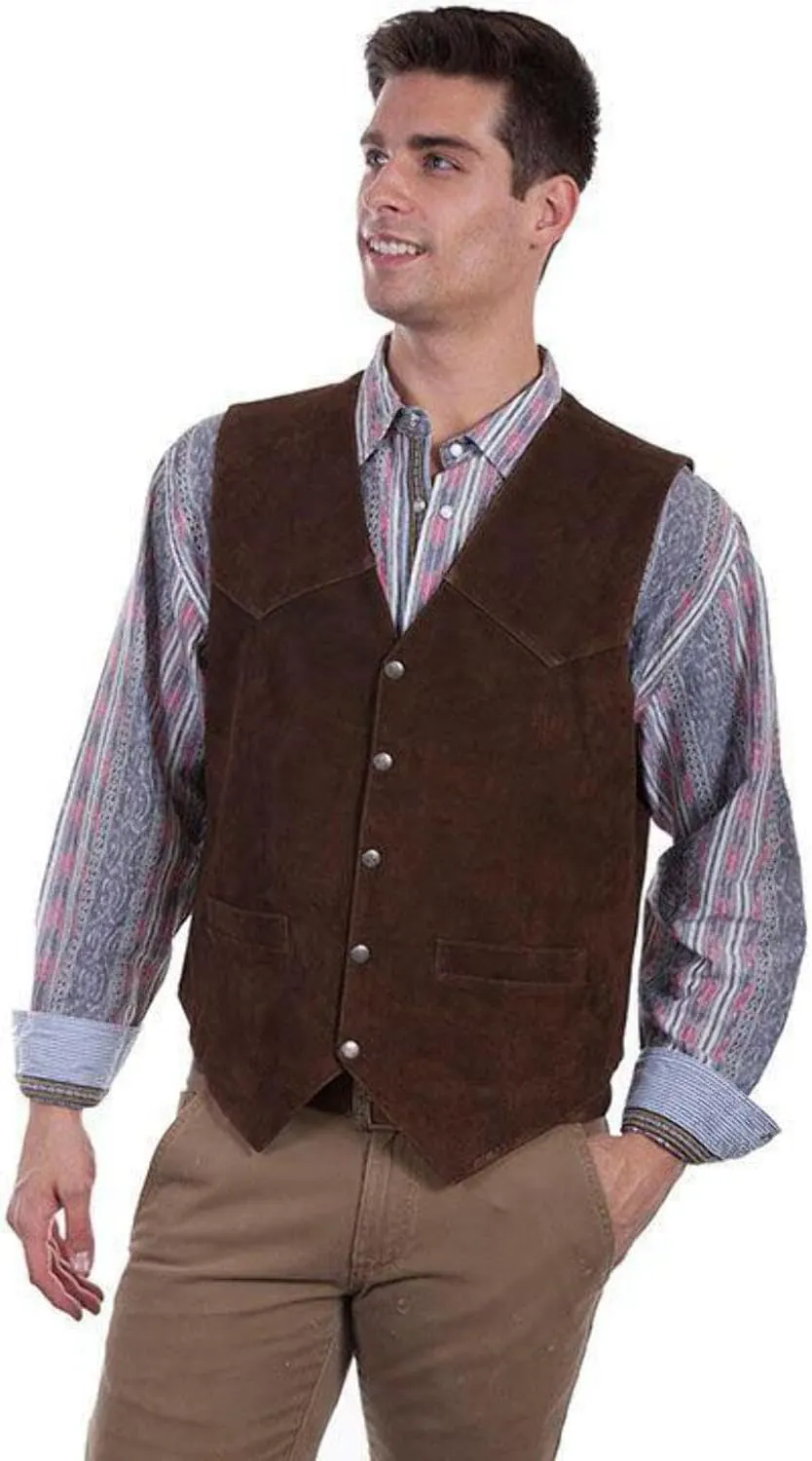 Scully Saddle Tan Soft Touch Lambskin Western All Leather Vest 507