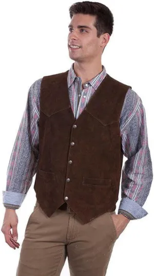 Scully Saddle Tan Soft Touch Lambskin Western All Leather Vest 507