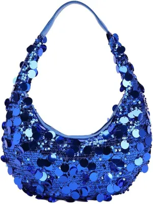 Sequin Tote Bag Shoulder Purse for Women Glitter Clutch Evening Handbags Shiny Underarm Handbag Evening Clutch Crescent Bag