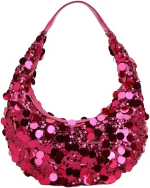 Sequin Tote Bag Shoulder Purse for Women Glitter Clutch Evening Handbags Shiny Underarm Handbag Evening Clutch Crescent Bag