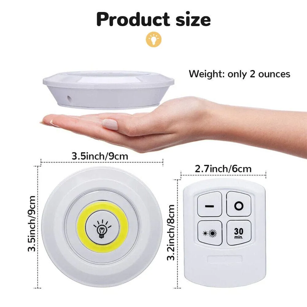 Set Of 3 Wireless Remote Control Night Light, 3W Super Bright COB Under Cabinet Light, Dimmable Wardrobe Closet Cupboard Door Lamp, Under Cabinet Closet Night Light