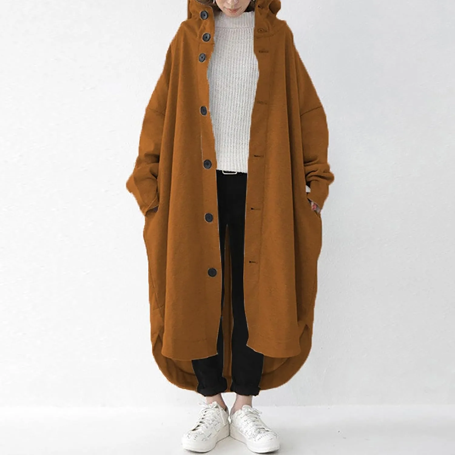 SHAOBGE Light Jackets for Women plus Women'S Fashion Casual Loose Solid Color Hooded Long Pocket Long Sleeve Tall Women's