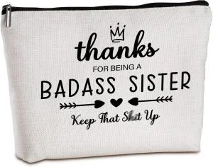 Sister Birthday Gifts from Sister Travel Zipper Makeup Bag Friendship Gifts for Women Friends Soul Sister Bestie Sister in Law Birthday Christmas Gift Ideas Travel Cosmetic Bag