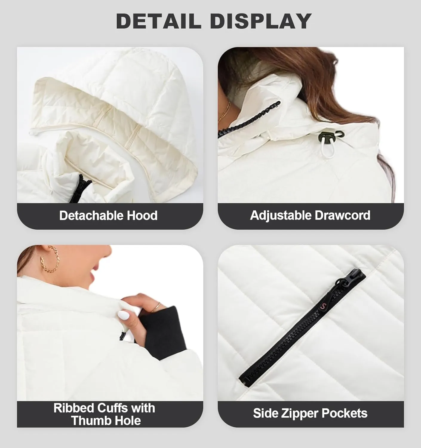 SLOWTOWN Womens Lightweight Puffer Jacket Packable Hooded Puffer Jacket Winter Puffy Coat