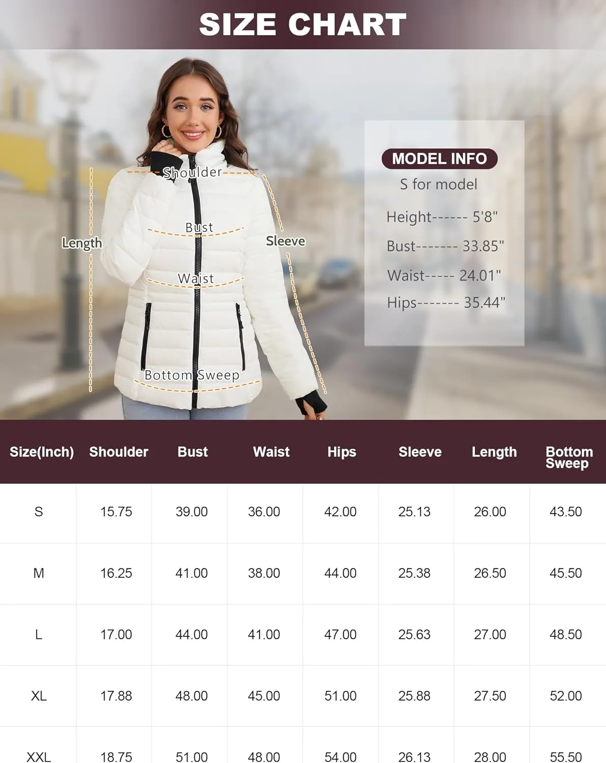 SLOWTOWN Womens Lightweight Puffer Jacket Packable Hooded Puffer Jacket Winter Puffy Coat