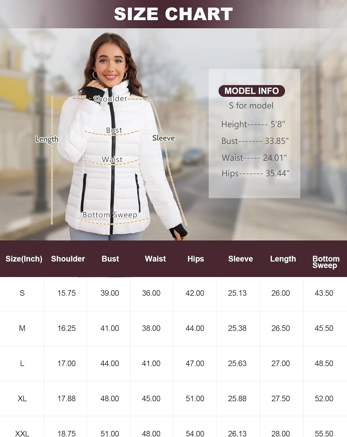 SLOWTOWN Womens Lightweight Puffer Jacket Packable Hooded Puffer Jacket Winter Puffy Coat
