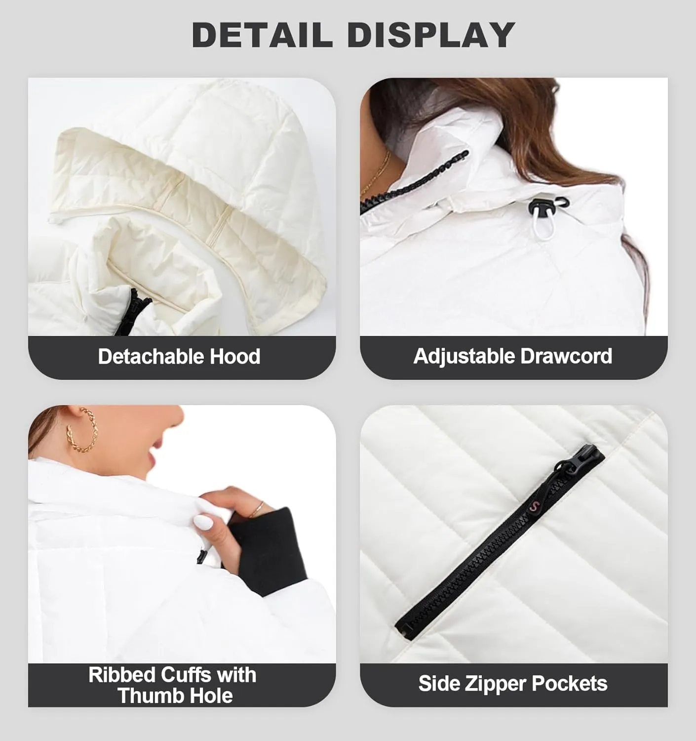 SLOWTOWN Womens Lightweight Puffer Jacket Packable Hooded Puffer Jacket Winter Puffy Coat