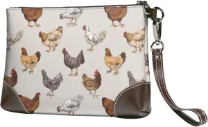 Small Clutch Purses for Women - Rustic Cute Chicken Leather Wristlet Wallets for Women with Wrist Strap