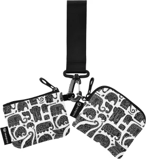 Small Wallet for Women Black and White Ornate Elephants Zip Around Dual Pouch Wristlet Wallets for Women Portable Card Wallet
