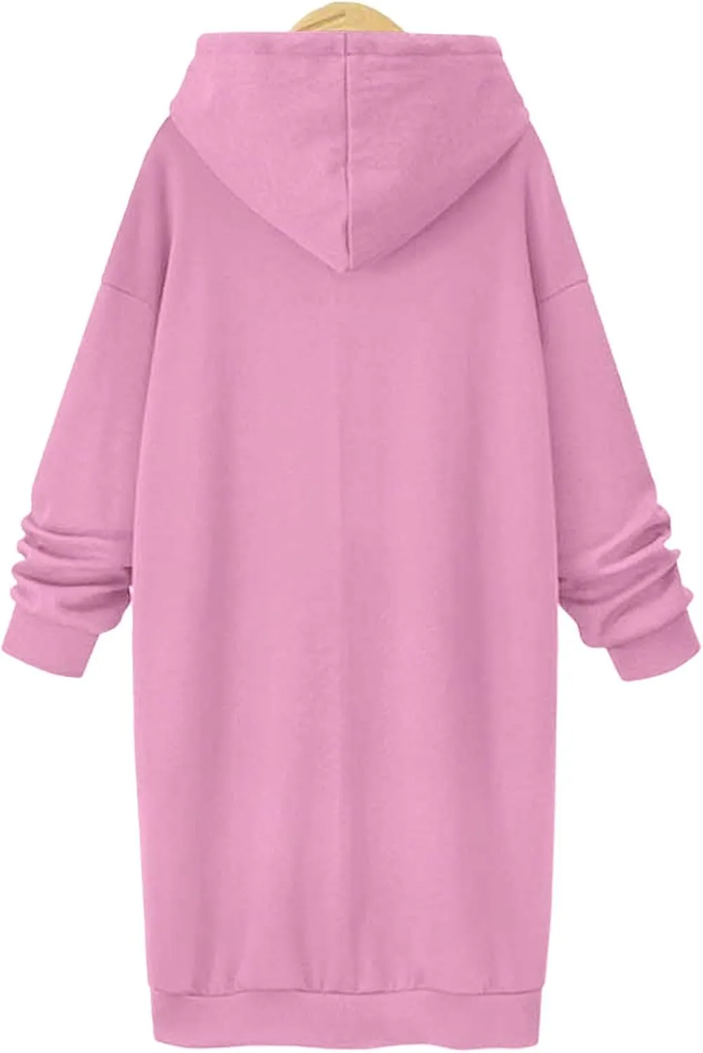 Stessotudo Oversized Long Hoodies for Women Solid Fleece Loose Fit Lounge Sweatshirts Drawstring Casual Comfy Hoodie Dress