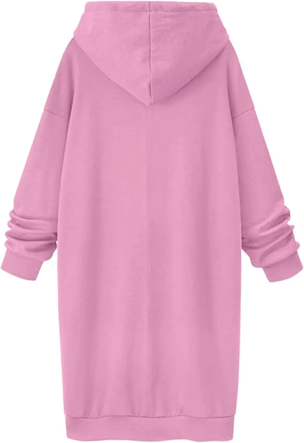 Stessotudo Oversized Long Hoodies for Women Solid Fleece Loose Fit Lounge Sweatshirts Drawstring Casual Comfy Hoodie Dress