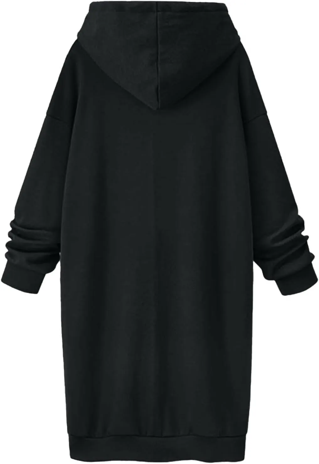 Stessotudo Oversized Long Hoodies for Women Solid Fleece Loose Fit Lounge Sweatshirts Drawstring Casual Comfy Hoodie Dress