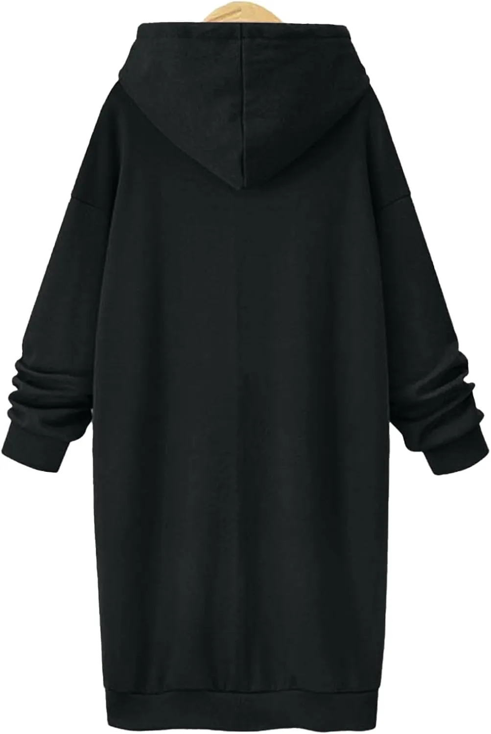 Stessotudo Oversized Long Hoodies for Women Solid Fleece Loose Fit Lounge Sweatshirts Drawstring Casual Comfy Hoodie Dress
