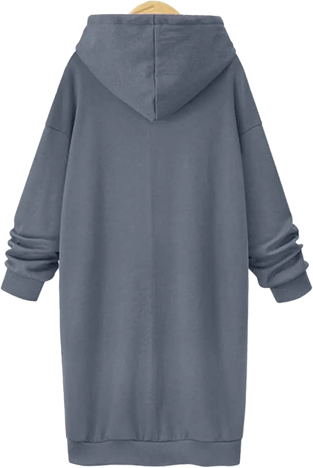 Stessotudo Oversized Long Hoodies for Women Solid Fleece Loose Fit Lounge Sweatshirts Drawstring Casual Comfy Hoodie Dress