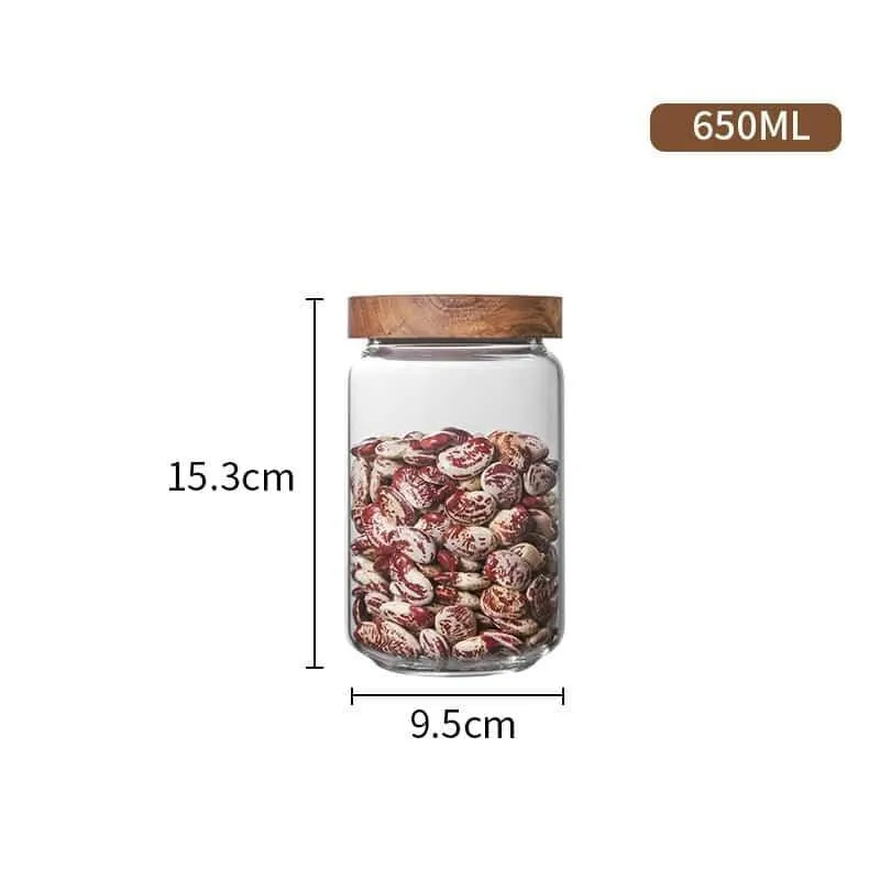Storage Jar with Dark Wood Lid