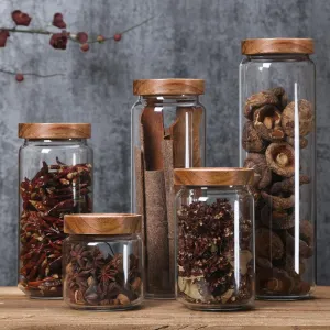 Storage Jar with Dark Wood Lid