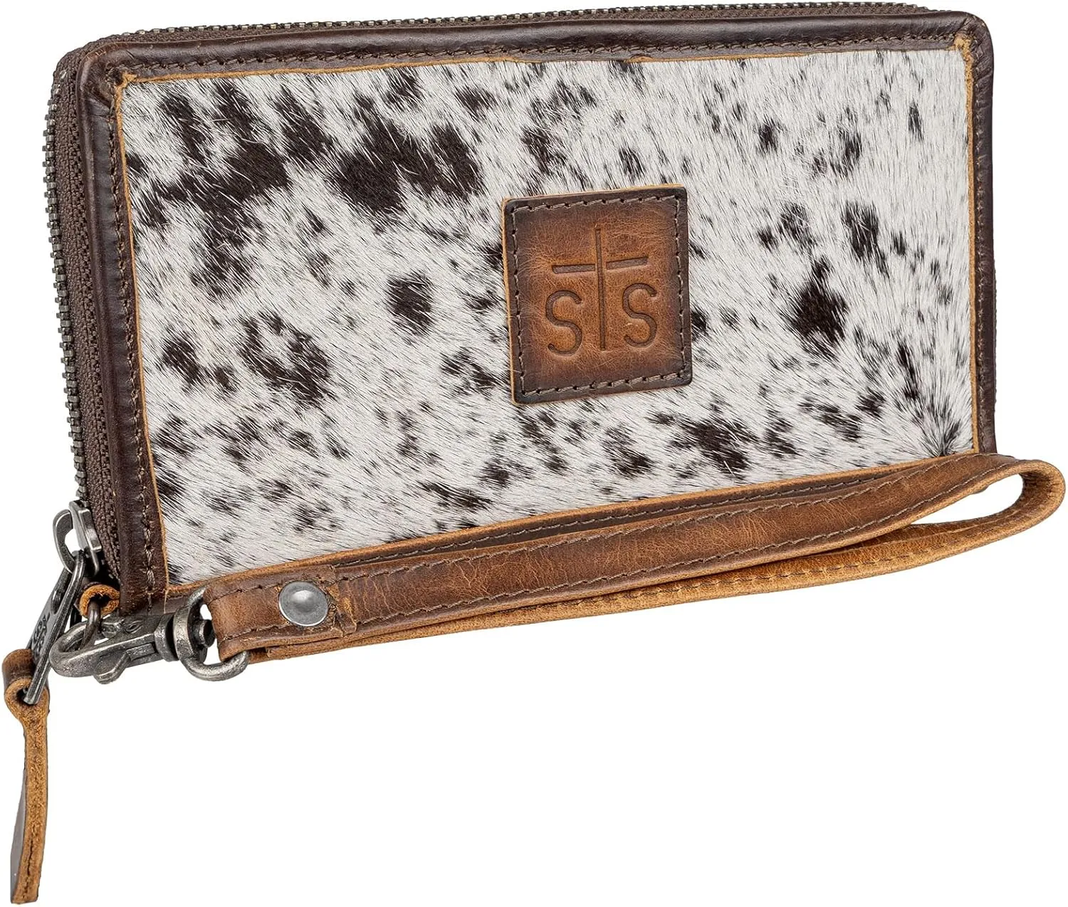 STS Ranchwear Women's Vaquero Bifold STS-64308 Western Zip Around Closure Leather Wallet w/ 8 Card Slots, Cowhide/Tan, 7.5" W x 4" H