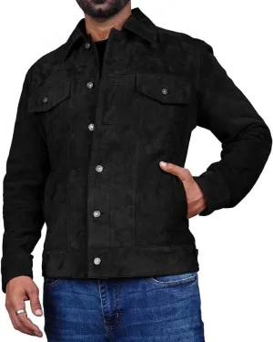 Suede Jacket for Men - Premium Suede Leather Bomber Jacket | Trucker Coat for Mens