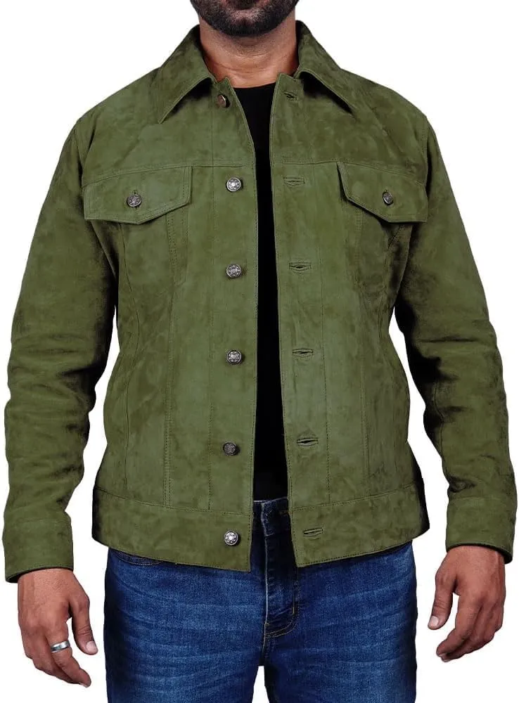 Suede Jacket for Men - Premium Suede Leather Bomber Jacket | Trucker Coat for Mens