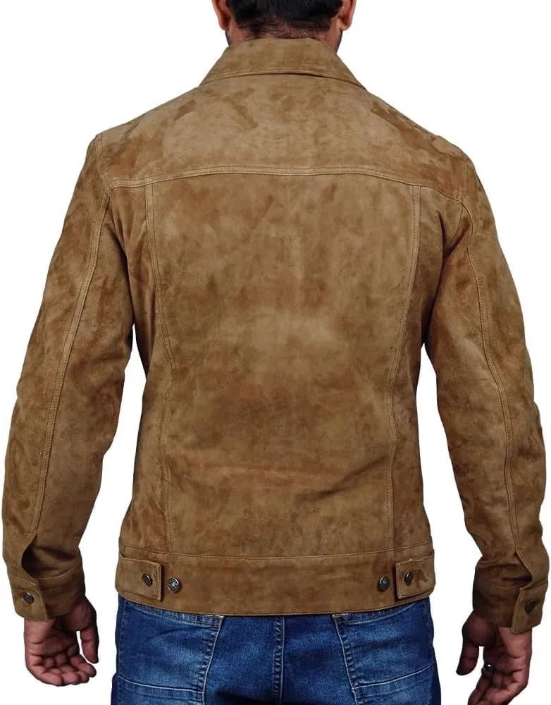 Suede Jacket for Men - Premium Suede Leather Bomber Jacket | Trucker Coat for Mens