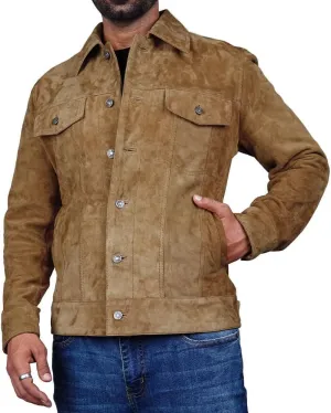 Suede Jacket for Men - Premium Suede Leather Bomber Jacket | Trucker Coat for Mens