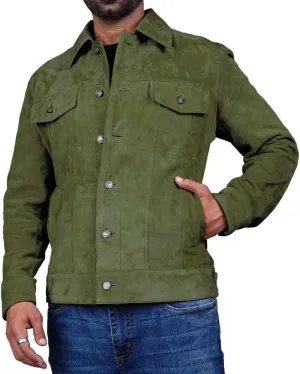 Suede Jacket for Men - Premium Suede Leather Bomber Jacket | Trucker Coat for Mens