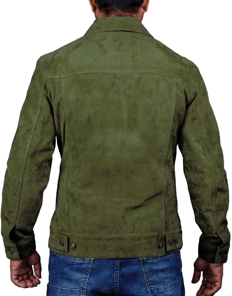 Suede Jacket for Men - Premium Suede Leather Bomber Jacket | Trucker Coat for Mens
