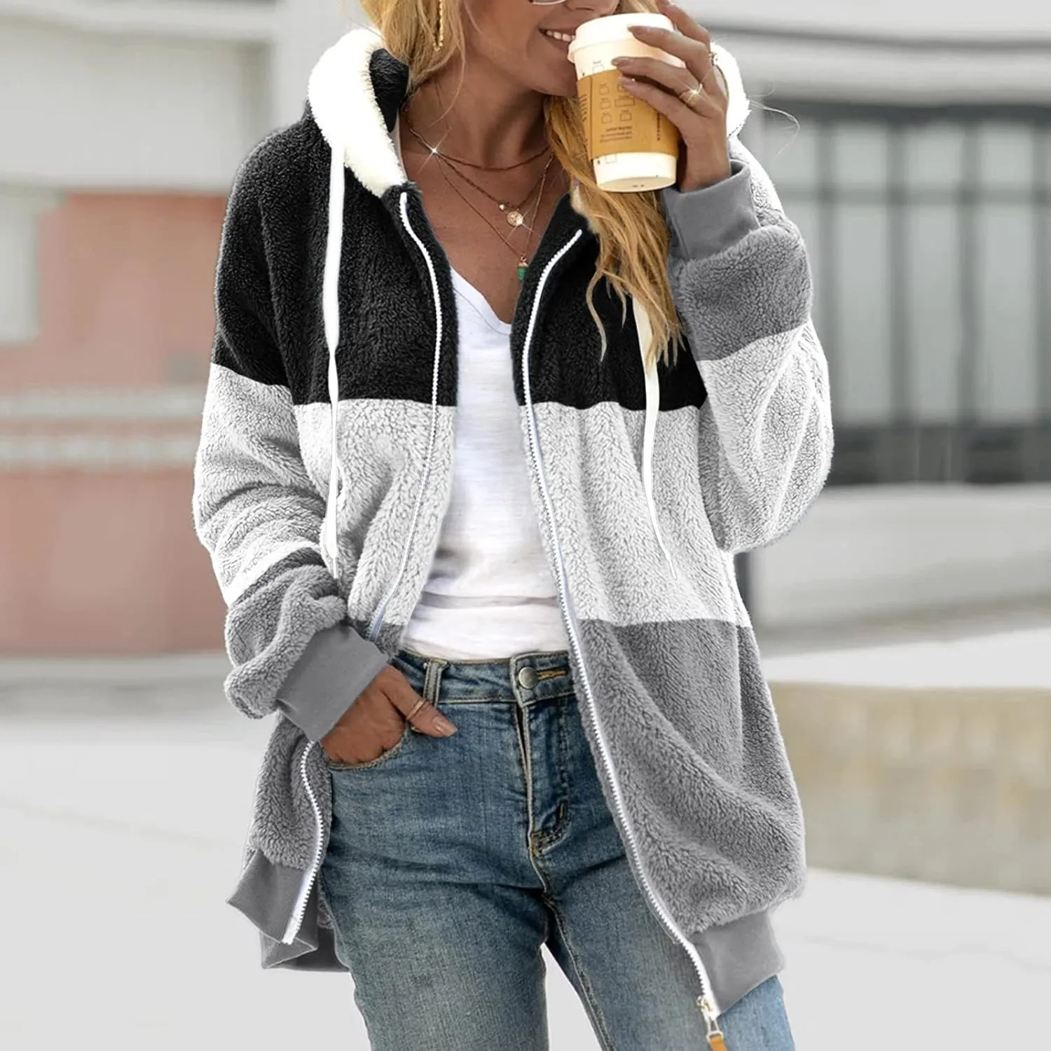 TARIENDY Fleece Jacket Women Trendy 2025 Sherpa Lined Hoodies Zip Up Warm Coats Oversized Winter Casual Cozy Cardigans