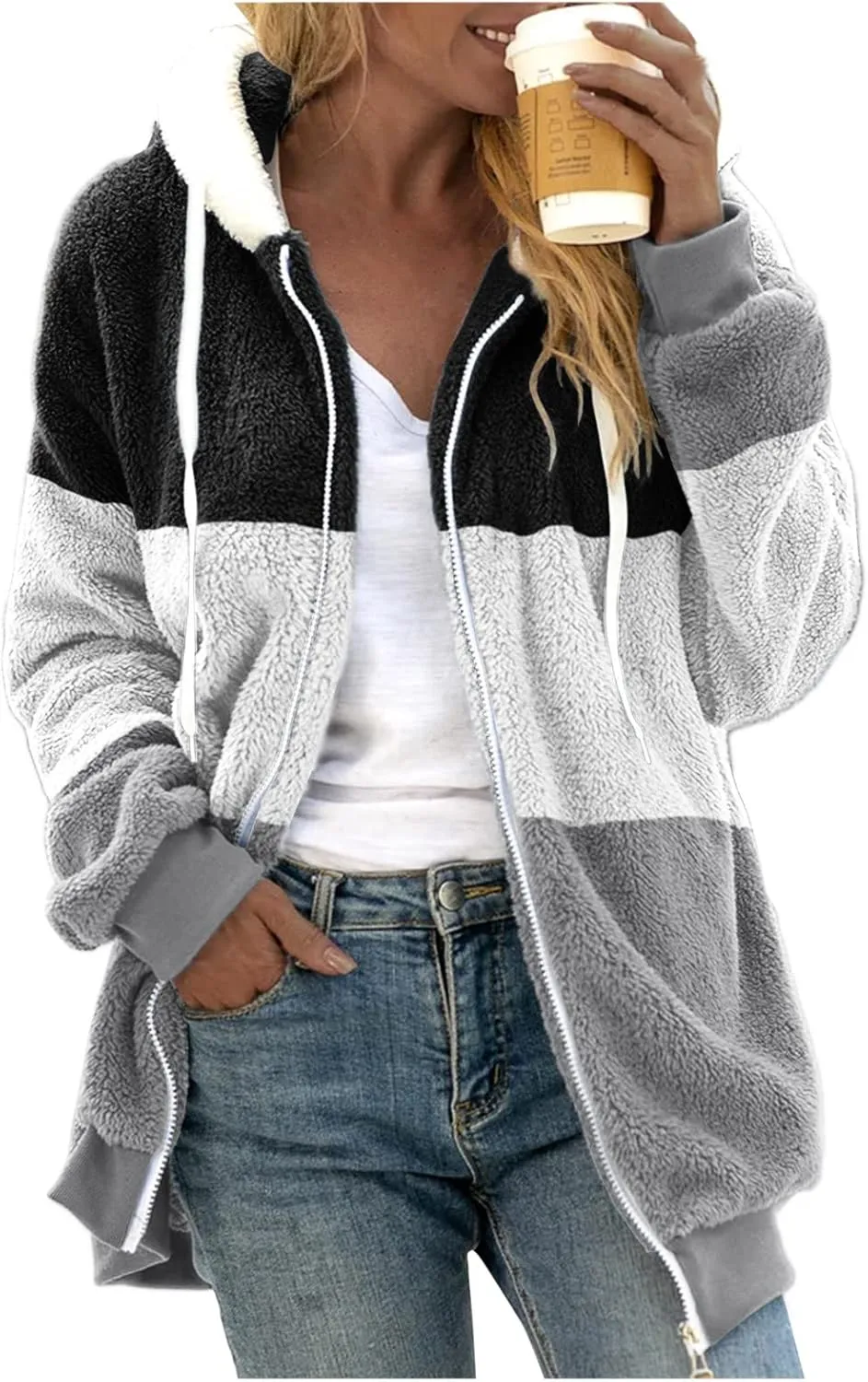 TARIENDY Fleece Jacket Women Trendy 2025 Sherpa Lined Hoodies Zip Up Warm Coats Oversized Winter Casual Cozy Cardigans