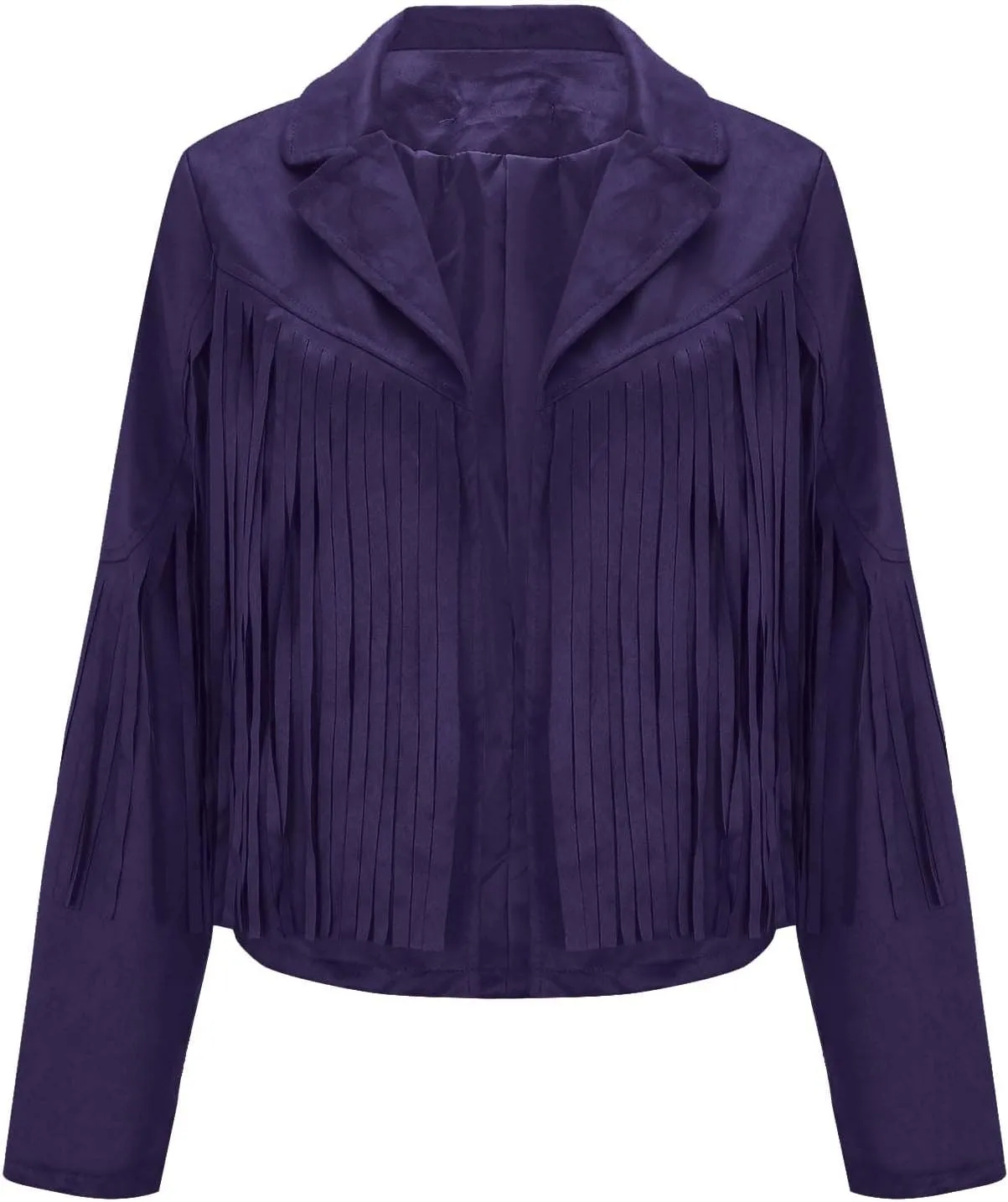 TARIENDY Fringe Outfits for Women Ladies Tassel Faux Suede Leather Cardigan Long Sleeve Outfits Cropped Fringe Outerwear