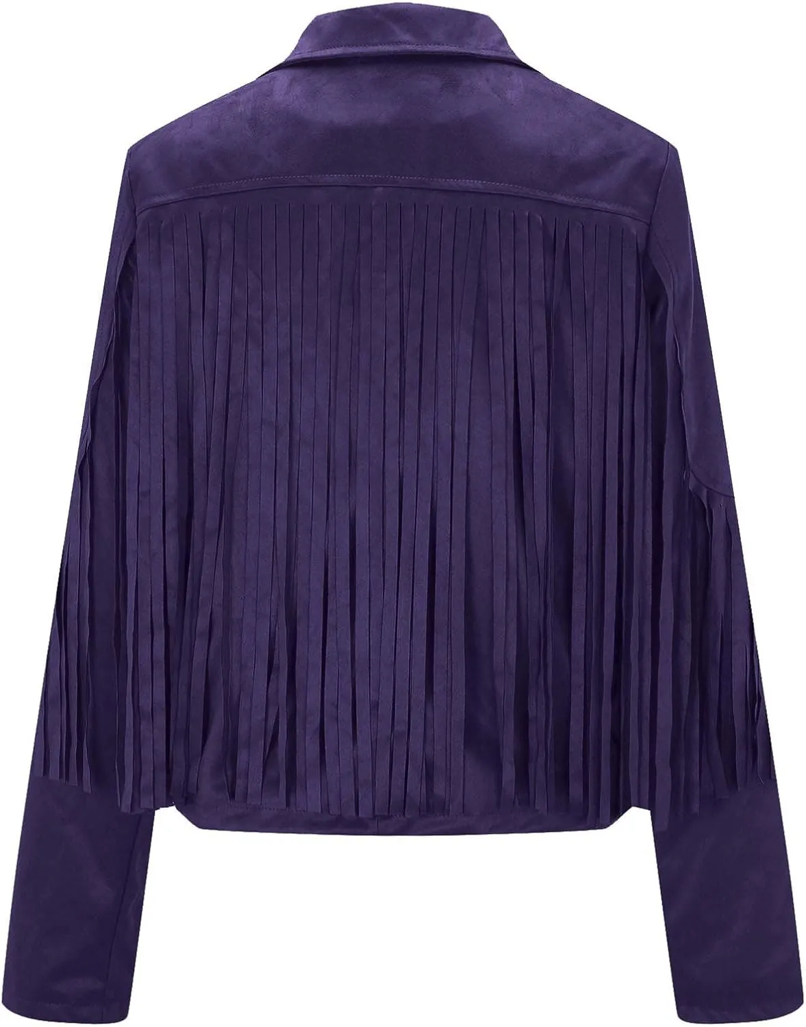 TARIENDY Fringe Outfits for Women Ladies Tassel Faux Suede Leather Cardigan Long Sleeve Outfits Cropped Fringe Outerwear