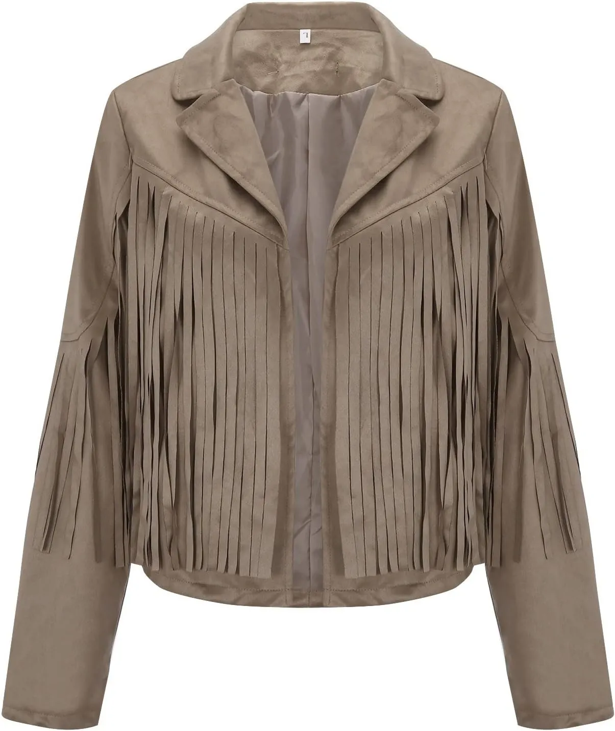TARIENDY Fringe Outfits for Women Ladies Tassel Faux Suede Leather Cardigan Long Sleeve Outfits Cropped Fringe Outerwear