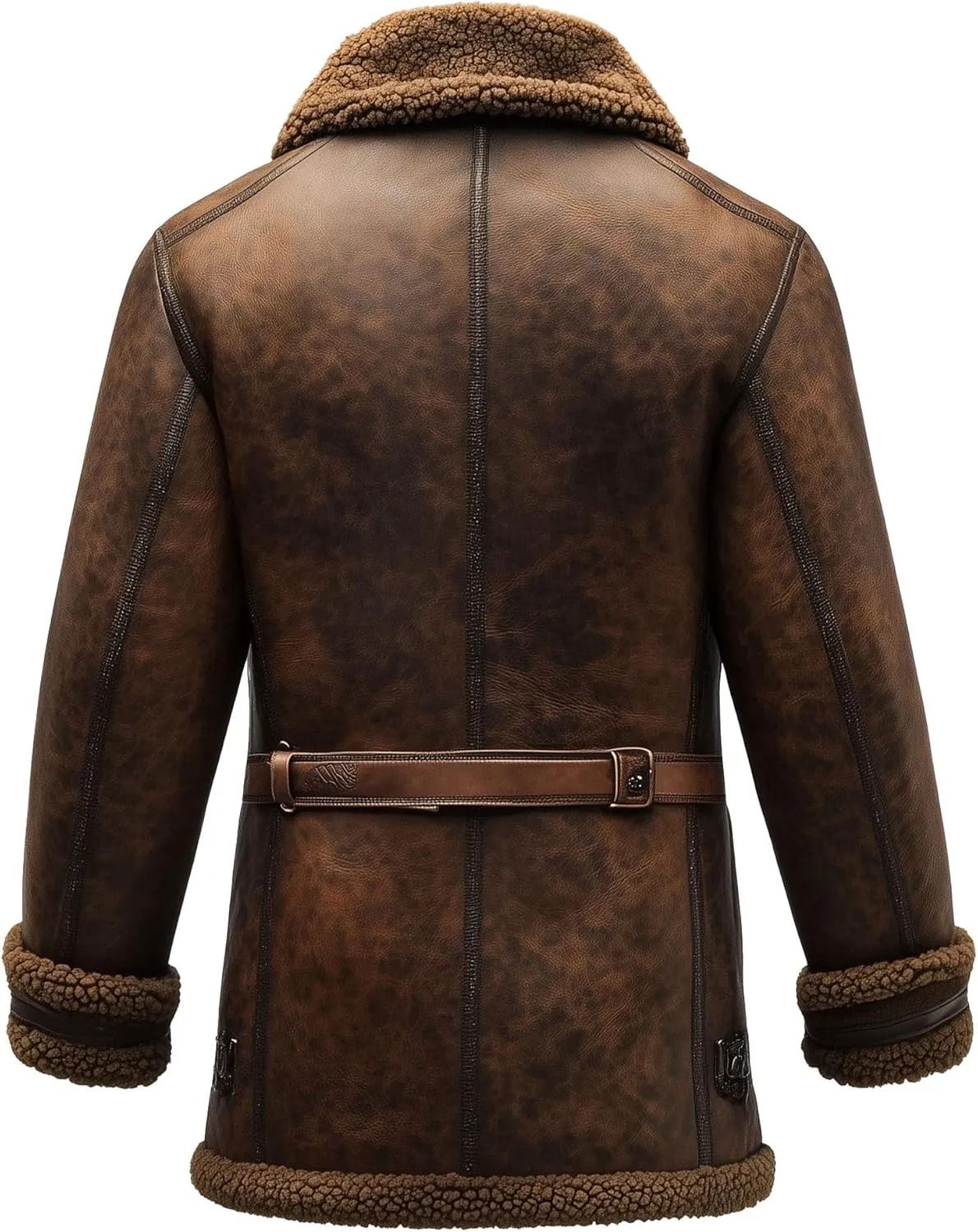 The Next Shearling Brown Leather Coat Genuine Sheepskin Fur Leather B3 Bomber Leather Coat Modern Aviator Jacket For Men