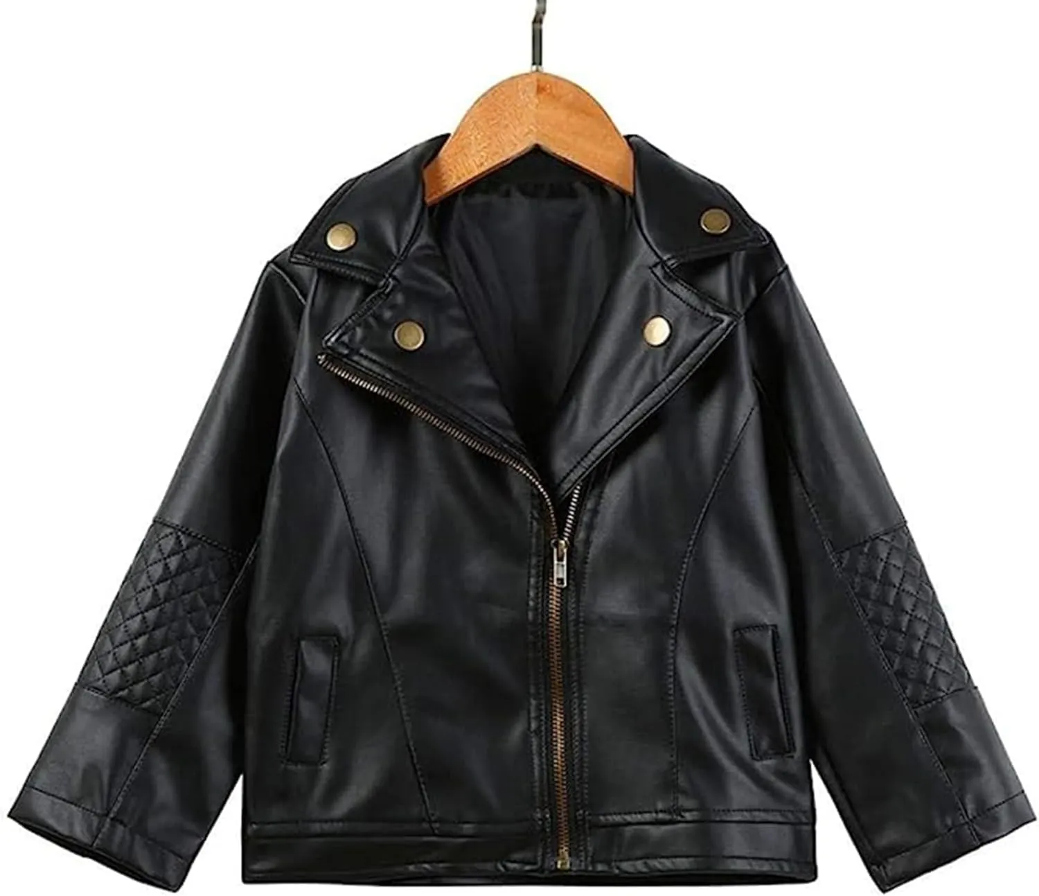 Toddler Baby Boy Girl Motorcycle Faux Leather Jackets Coat Winter Outwear PU Jacket Oblique Zipper