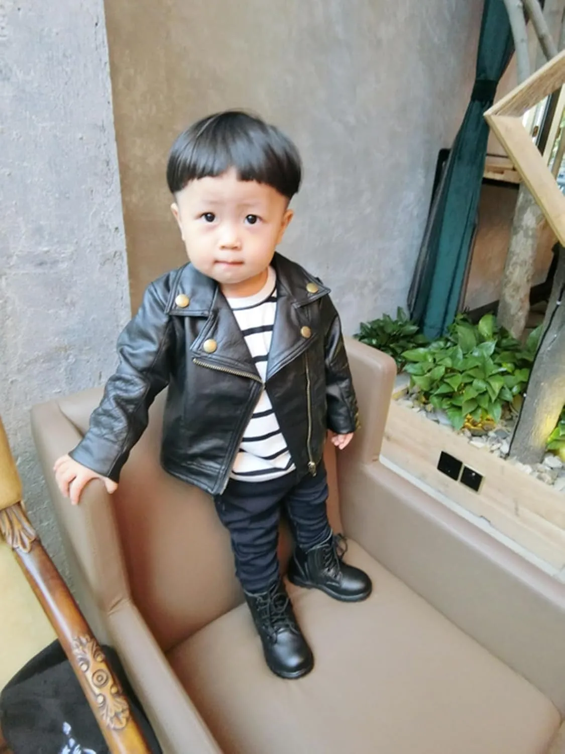 Toddler Baby Boy Girl Motorcycle Faux Leather Jackets Coat Winter Outwear PU Jacket Oblique Zipper