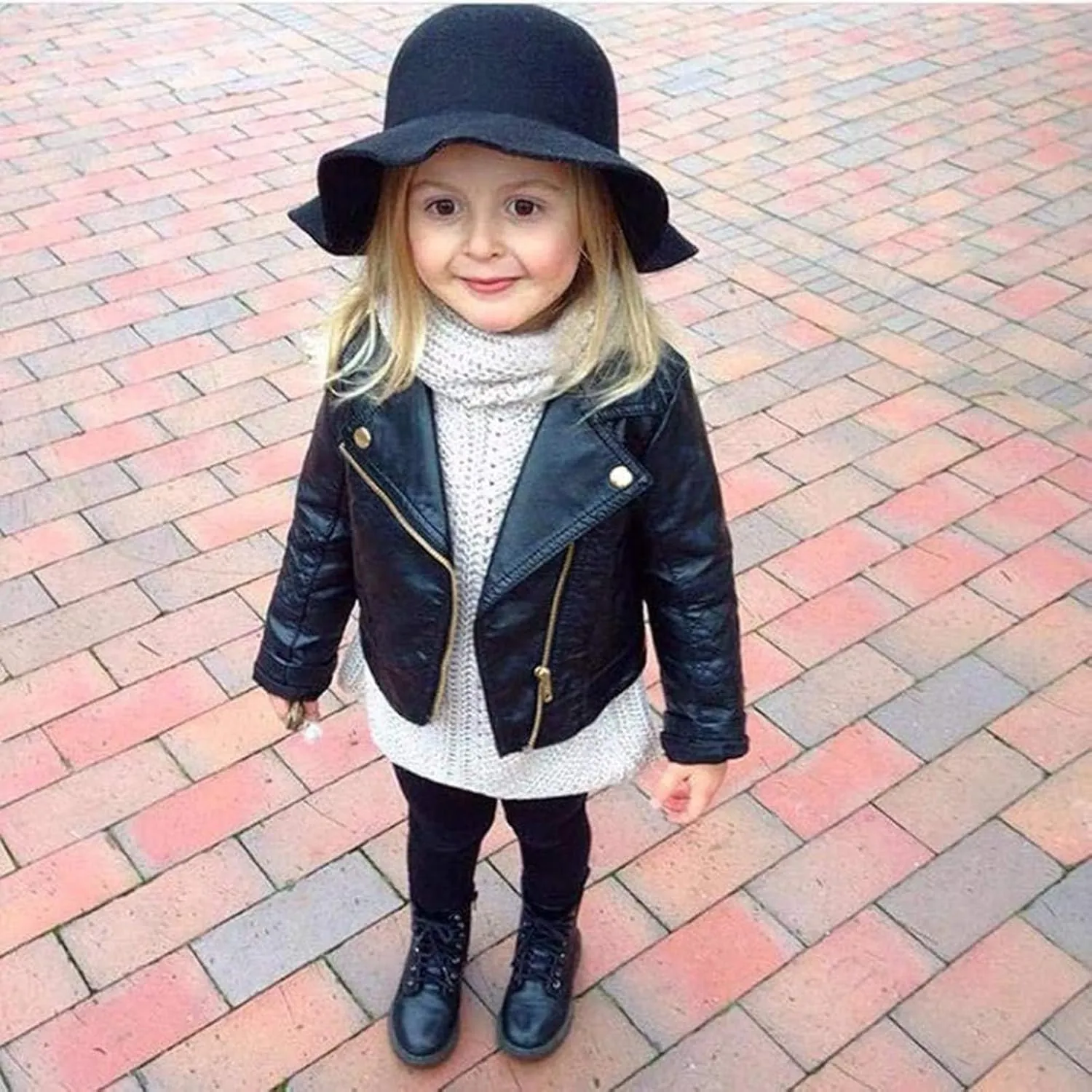 Toddler Baby Boy Girl Motorcycle Faux Leather Jackets Coat Winter Outwear PU Jacket Oblique Zipper