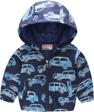 Toddler Dinosaur Print Hooded Coat Casual Kids Windproof Trench Zip Jacket Unisex Comfy Down Winter Outerwear